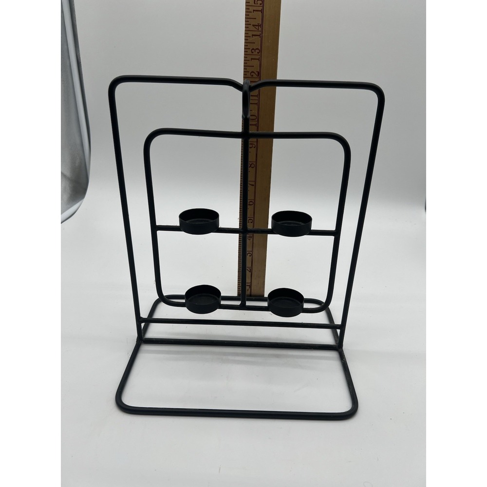 Black Metal 16"H X 13"W Tabletop Centerpiece Candleholder for 4 tea lights